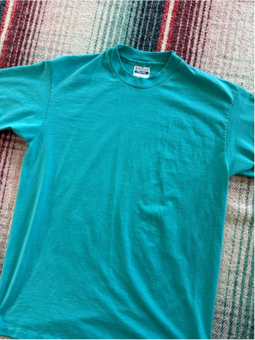 Vintage Hanes Cotton Blend Single Stitch Turquoise T-Shirt L